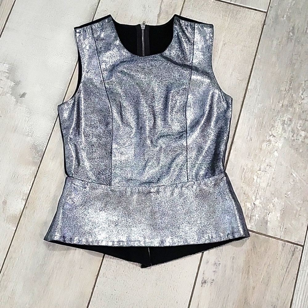 Mason sleeveless  sliver and black blouse size 6 #7